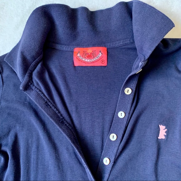 Juicy Couture navy long sleeve polo size S/P - Picture 4 of 7